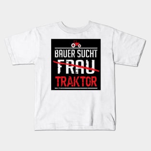 Bauer sucht traktor (black) Kids T-Shirt